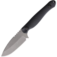 Wachtman E2BKT Eddy 2 Tumbled Drop Point Fixed Blade Knife Black Micarta Handles