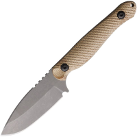 Wachtman E2NT Eddy 2 Tumbled Drop Point Fixed Blade Knife Natural Micarta Handles