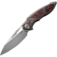 Rike 1902SRCF 1903 Satin Framelock Knife Dark Gray/Red Carbon Fiber Handles