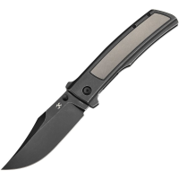 Kansept 1108B1 Bison Blackwash Bowie Framelock Knife Black/Gray Stonewash Handles