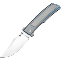 Kansept 1108B2 Bison Satin Bowie Framelock Knife Blue/Gray Stonewash Handles