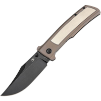 Kansept 1108B3 Bison Blackwash Bowie Framelock Knife Bronze/Gray Stonewash Handles
