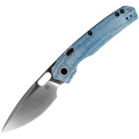 Vosteed A2214 Psyop Top Satin Elmax Linerlock Knife Blue Handles