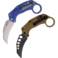 Reate 125 EXO-K Stonewashed Button Lock Knife Blue Handles