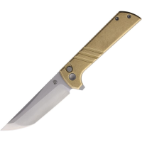 North Mountain Blade 2401E Chop 2 San Mia Tanto Button Lock Knife Tumbled Smooth Bronze Handles