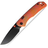 Vosteed A1606 Marten Top Black Stonewash Drop Point Linerlock Knife Orange Fluted Aluminum Handles