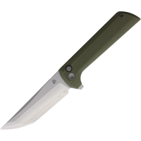 North Mountain Blade 2406G Chop 2 San Mia Tanto Button Lock Knife Green G10 Handles