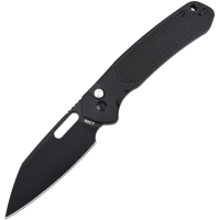 CJRB 1925ALBBK Large Pyrite Black Button Lock Knife Black Handles