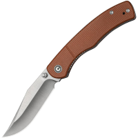 Civivi 230653 Clingman Satin Nitro V Clip Point Linerlock Knife Brown Micarta Handles
