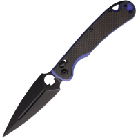 Daggerr 1CFBLDLCX Arrow Black D2 Carbon Steel Dagger Linerlock Knife Blue G10/Carbon Fiber Handles