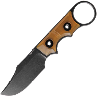 Vosteed D0503 Quokka-O Black Stonewash Bowie Fixed Blade Knife Amber PEI Handles