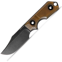 Vosteed D0603 Quokka Black Stonewash Bowie Fixed Blade Knife Amber PEI Handles