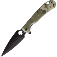 Daggerr 1CAMDLC Arrow Black D2 Carbon Steel Dagger Linerlock Knife Camo G10 Handles