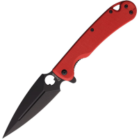 Daggerr 1RDDLC Arrow Black D2 Carbon Steel Dagger Linerlock Knife Red G10 Handles