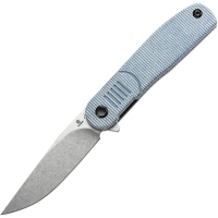 Tenable 2072A2 Einar Stonewash Drop Point Linerlock Knife Blue Micarta Handles