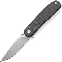 Tenable 2072A3 Einar Stonewash Drop Point Linerlock Knife Black Micarta Handles
