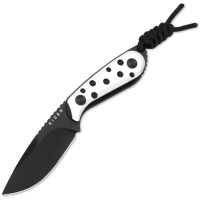 Kizer 1081A3 Buddy Black Drop Point Fixed Blade Knife Black/White G10 Handles