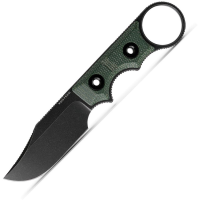 Vosteed D0502 Quokka-O Black Stonewash Bowie Fixed Blade Knife Green Micarta Handles