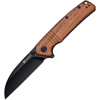 SenCut 240653 Awassi Black Sheepsfoot Linerlock Knife Wood Handles