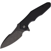 Hightron 05BLKBS Mini Ventura Black Stonewash D2 Carbon Steel Linerlock Knife Black G10 Handles