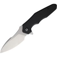 Hightron 05BLKS Mini Ventura Stonewash D2 Carbon Steel Linerlock Knife Black G10 Handles