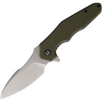 Hightron 05GRNS Mini Ventura Stonewash D2 Carbon Steel Linerlock Knife Green G10 Handles