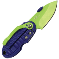 V NIVES 17FPGRBL Hermit Crab Green Framelock Knife Blue Grooved Handles