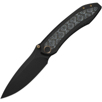 We 230921 Winsome Nested Black Stonewash Drop Point Framelock Knife Black Handles