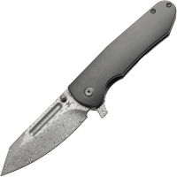 Kansept 1084A3 Superhawk Damascus Framelock Knife Blackwash Handles