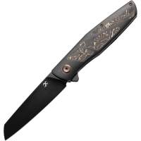 Kansept 1092A1 Cru Blackwash Wharncliffe Framelock Knife Black Stonewash/Copper Foil Handles