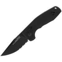 SOG 15380857 Auto Sog-Tac Com AU-XR Lock Serrated Black Drop Point Knife Black Handles
