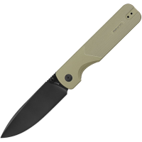 Oknife NDURONOG Duron Black Drop Point Framelock Knife Green Handles