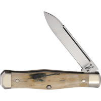 Titusville S07 Lexingtonian Folder Knife Mammoth Satin 1095HC Spear Knife Silver Handles