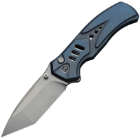 We 240944 Zentron Stonewash M390 Tanto Button Lock Knife Stonewash Blue Titanium Handles