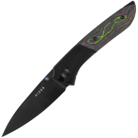 Kizer 3690A2 Spitfire Black DLC S35VN Drop Point Framelock Knife Black Carbon Fiber Handles