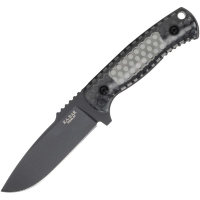 Ka-Bar 7700 George Cool Name Black Carbon Steel Drop Point Fixed Blade Knife Smoked Handles