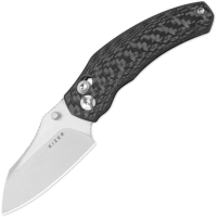 Kizer 3672SA3 Mini Bulldog Stonewash Nitro V Sheepsfoot Knife Carbon Fiber Handles
