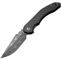 Civivi 23050DS2 BluetickDamascus Linerlock Knife Black/Carbon Fiber Handles