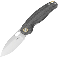 Kizer V3770A1 Seagull Satin 14C28N Drop Point Linerlock Knife Black Canvas Micarta Handles