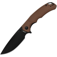 Artisan 1702MBBN Tradition V2 Black Drop Point Linerlock Knife Brown G10 Handles