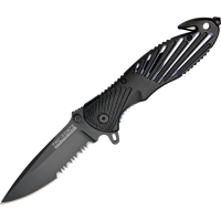 Tac Force 702BKB Rescue Assisted Opening Part Serrated Linerlock Folding Pocket Knife
