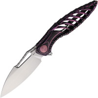 Rike 112873 Thor 6 Satin M390 Framelock Knife Black/Purple Sculpted Titanium Handles