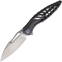 Rike 112872 Thor 6 Bead Blast M390 Framelock Knife Dark Gray Sculpted Titanium Handles