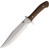 Bark River 08312GFB Highwayman IV satin 154 Fixed Blade Knife Brown Burlap Micarta Handles