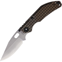North Mountain Blade 2521BZG BBNM Black Bowie Framelock Knife Champagne Sculpted Titanium Handles