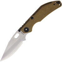 North Mountain Blade 2521CU BBNM Stonewash Bowie Framelock Knife Bronze Textured Titanium Handles