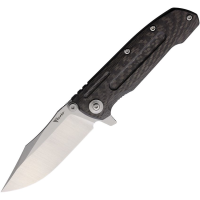 Reate 204 9D-V2 Satin 154CM Clip Point Framelock Knife Carbon Fiber Handles