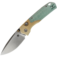Vosteed A2221 Psyop 299 Top Satin S35VN Drop Point Linerlock Knife Teal Norplex Ultrex Micarta Handles