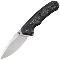 WE 240883 Corwyn Satin Drop Point Framelock Knife Alum Foil Carbon Fiber Handles