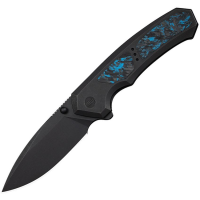 WE 240881 Corwyn Black Stonewash Drop Point Framelock Knife Black/Blue Carbon Fiber Handles